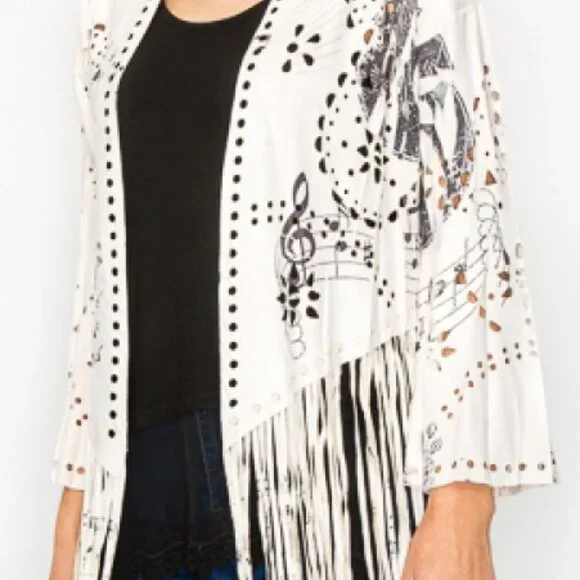 NEW ORIGAMI faux suede duster JACKET cardigan WESTERN BOHO FRINGE MUSIC FESTIVAL - Picture 7 of 10